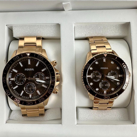 NWT Fossil His and Hers Multifunction Rose Gold-Tone Stainless Steel BQ2827SET - Picture 2 of 15